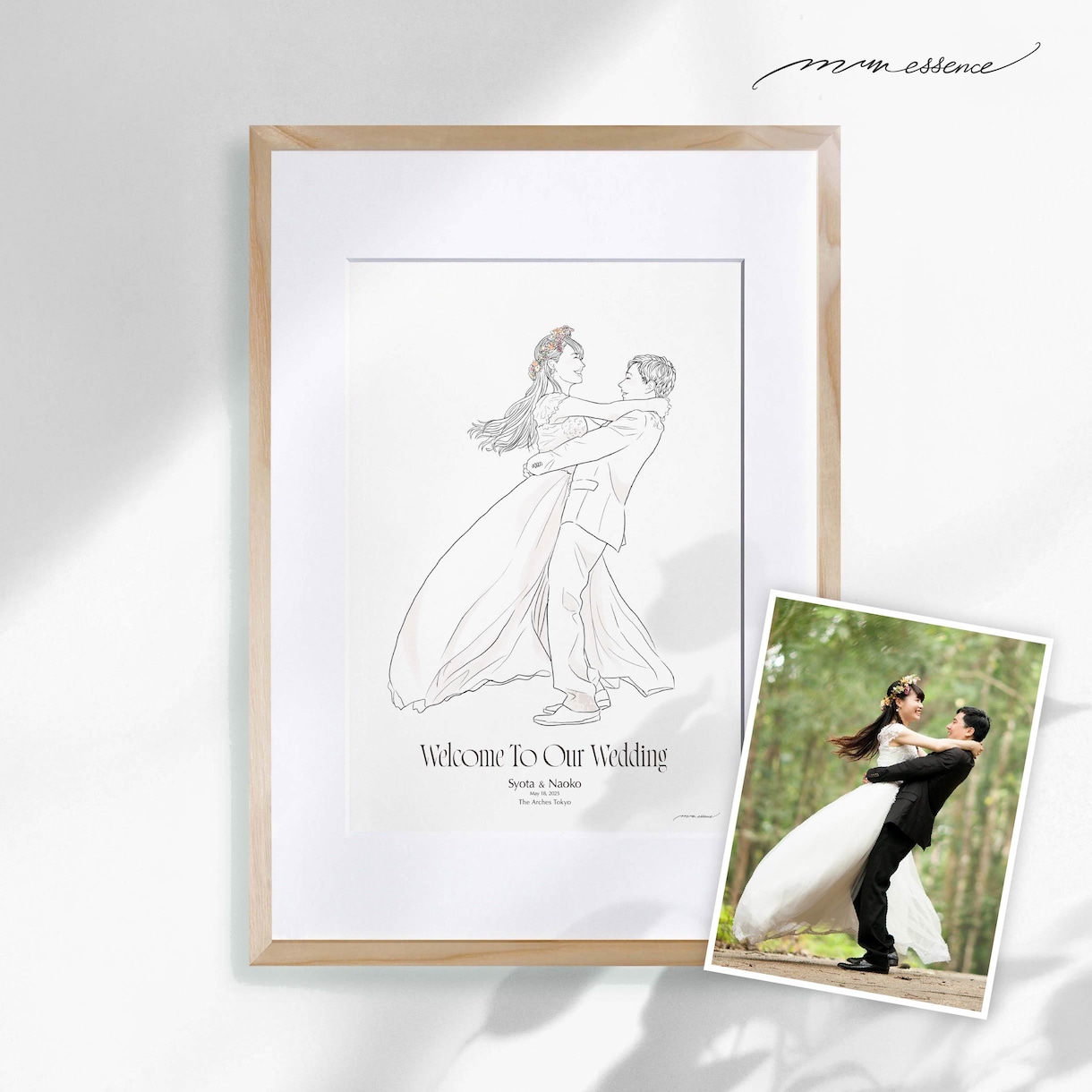前撮り︱結婚写真からオシャレな線画イラストにします ウェルカムボードや結婚式後も楽しめるシンプルな線画イラストを イメージ5