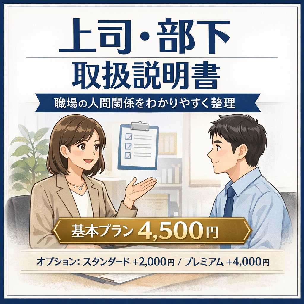 上司・部下の取扱説明書をPDFで作成します 上司・部下との“正解がわからない”を、見える形に。 イメージ1