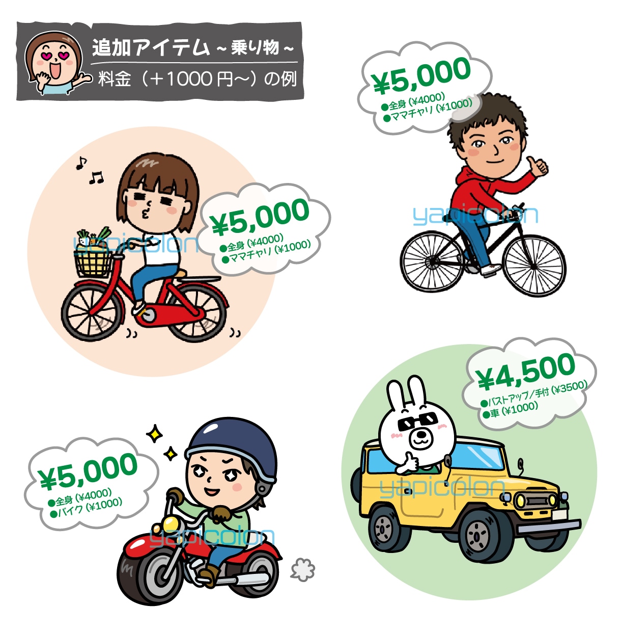 商用OK★修正無料★貴方らしさ全開アイコン描きます お好きな表情&ポーズで！お得な追加アイテムも色々♪ イメージ5