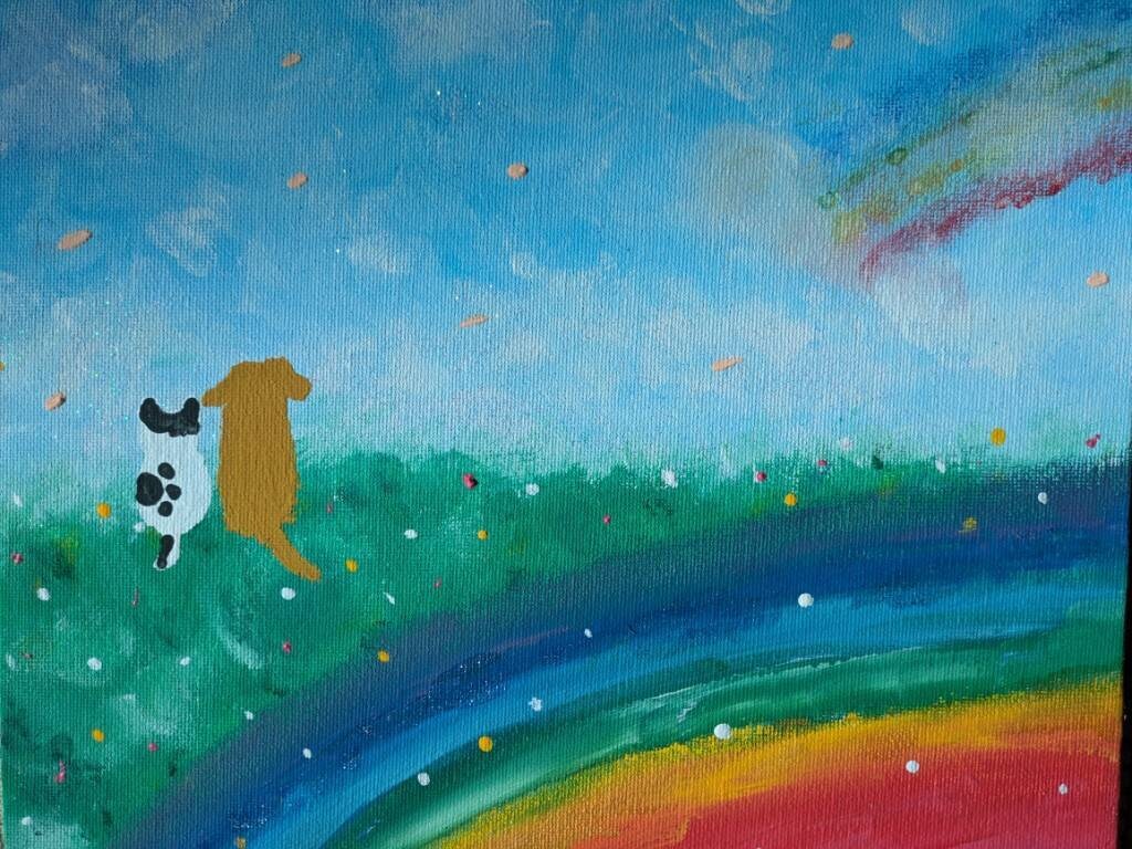 虹の橋にいる愛犬の絵で癒やします 虹の橋にいる愛犬のほんわかした絵を飾ってみませんか☆ イメージ3