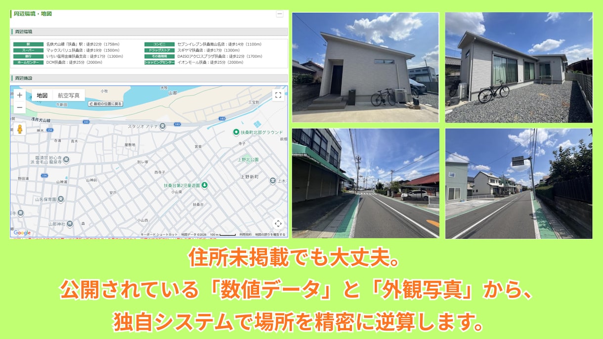 住所非公開物件を独自システムで高精度に特定します 独自開発の道路距離解析システムで高精度に場所を特定！ イメージ4