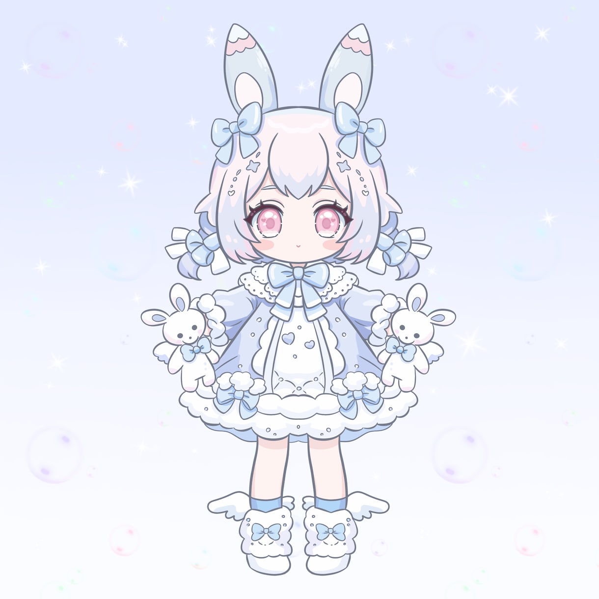 ゆめかわSDキャラ販売します うさぎモチーフのゆめかわ女の子です イメージ1
