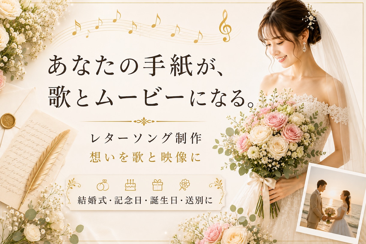 レターソング 大切な手紙を歌と映像にします 手紙の想いを、歌と映像で届けます イメージ1