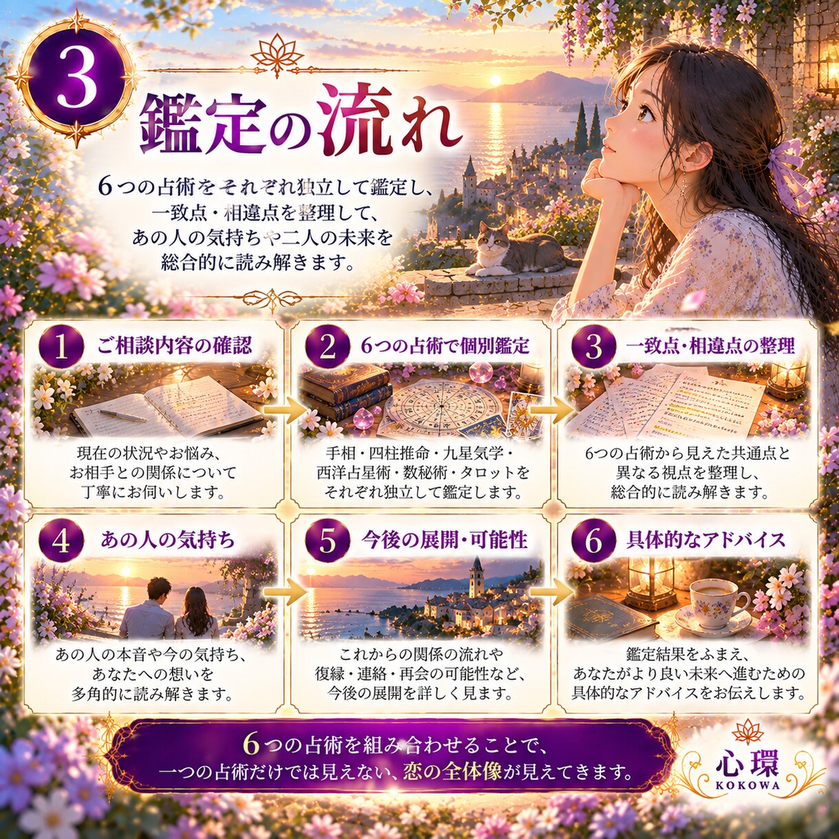 あの人の気持ちと二人の未来を6占術で鑑定します 片思い・復縁・音信不通の未来を丁寧に読み解きます イメージ3