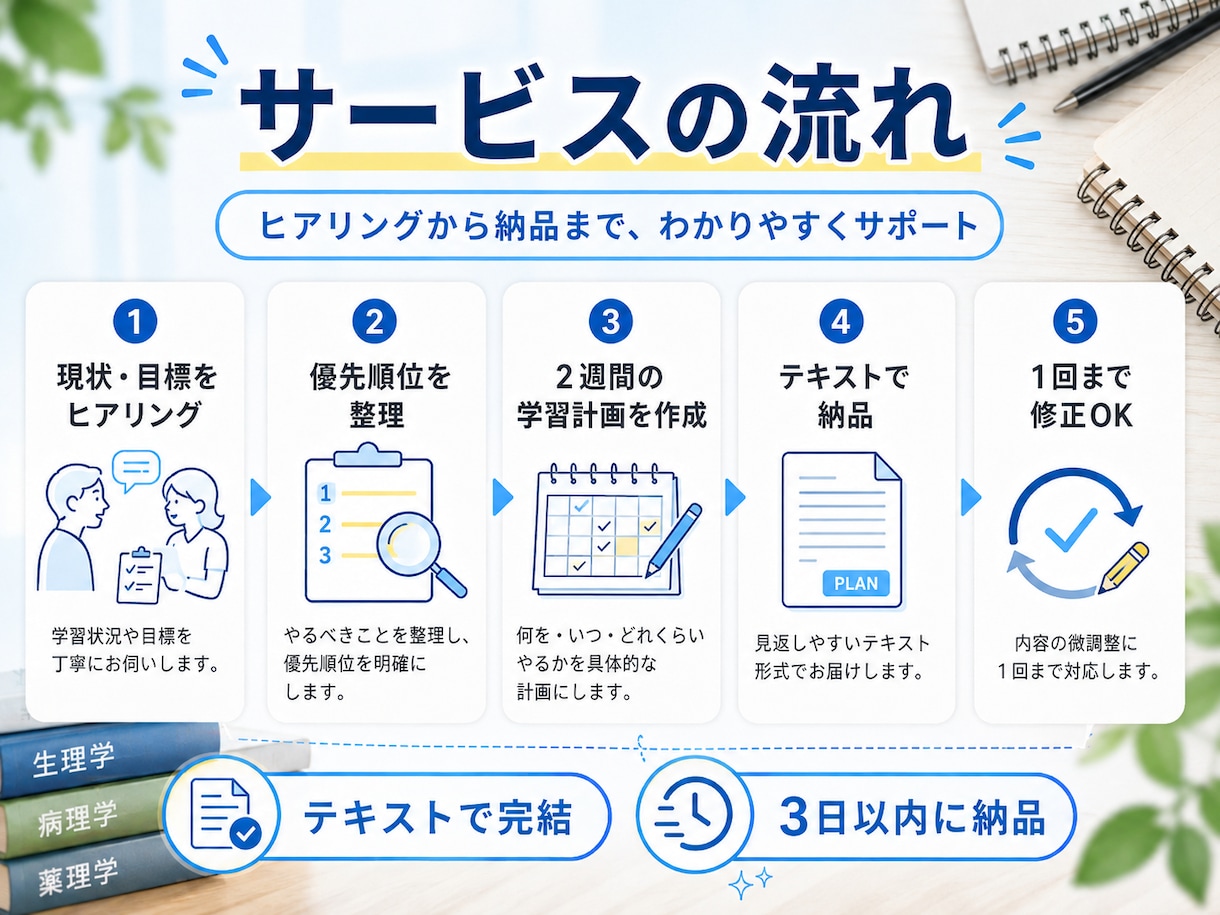 現役医学生があなた専用の学習計画を作ります 目標と生活に合わせた実行できる勉強計画を作成 イメージ2