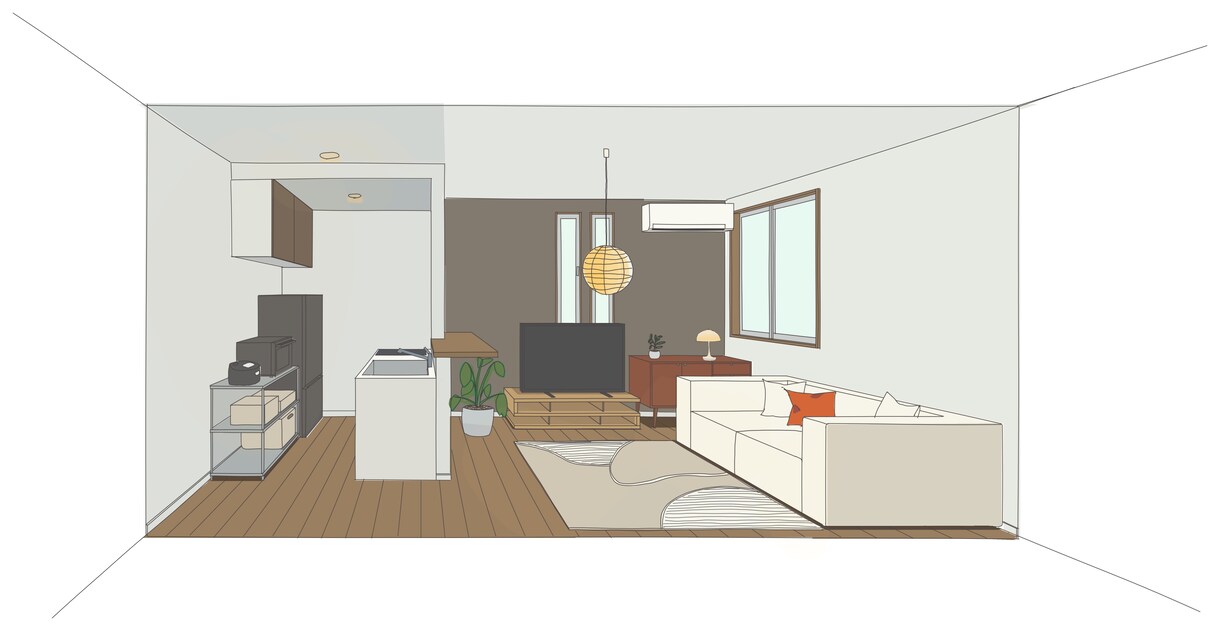 手描きで作る内観パース／家具配置も対応できます インテリアのプロが手描きで魅せる空間提案。今だけ割引価格 イメージ2