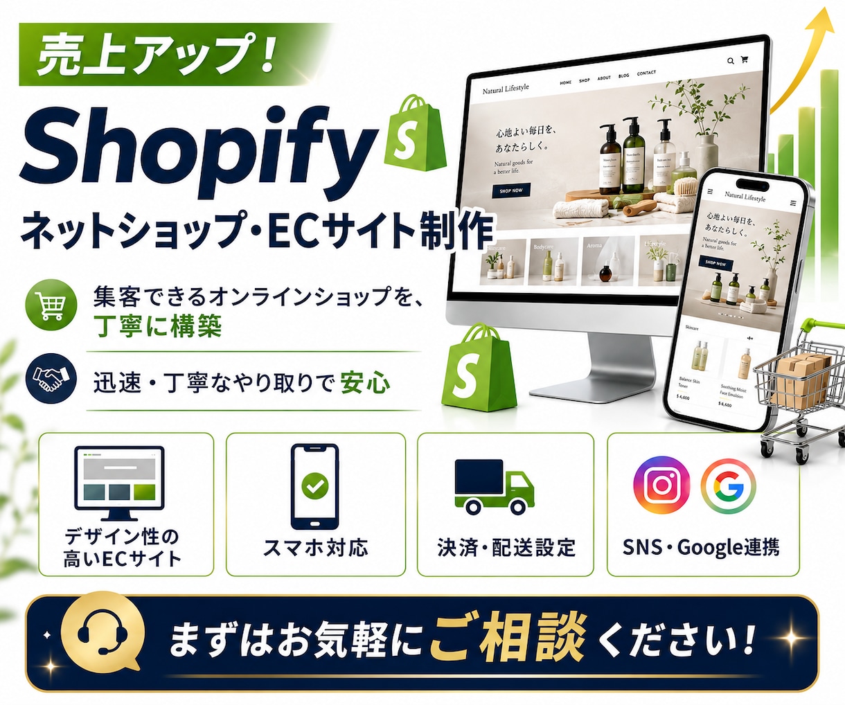 Shopifyで売るためのECサイトを構築します 集客から販売まで考えたネットショップ設計 イメージ1