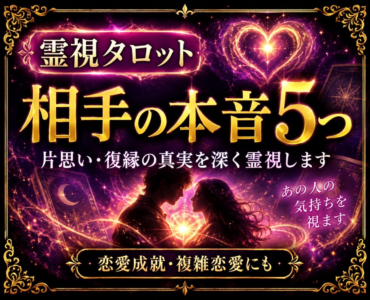 相手の本音5つ｜片思い・復縁の真実を深く霊視します 片思い・復縁・音信不通｜深層心理と恋が進まない理由を霊視鑑定 イメージ1
