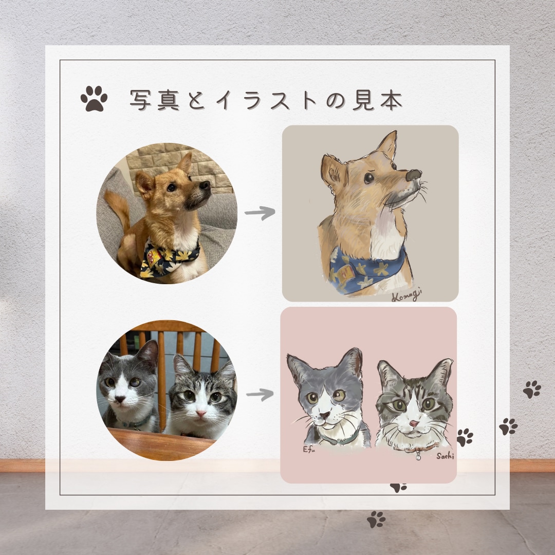 写真から犬・猫・小動物の似顔絵を描きます やさしい手描きタッチで、SNSアイコン・記念におすすめ イメージ2