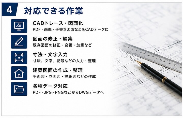 建築CAD図面の修正トレースします 「現場経験30年」おまかせください。 イメージ6