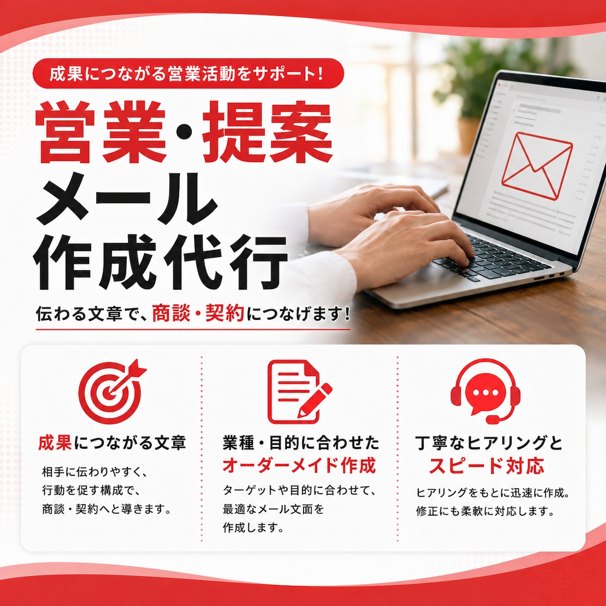 元MVP営業!営業メール・提案メール作成代行します ★ノウハウ資料付き★アポイント・リード獲得の可能性を高めます イメージ1