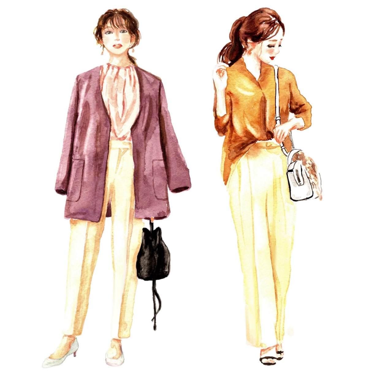 ファッションイラストを手描きの水彩画で描きます 〜丁寧なヒアリング〜 温かく優しいタッチが得意です♪ イメージ2