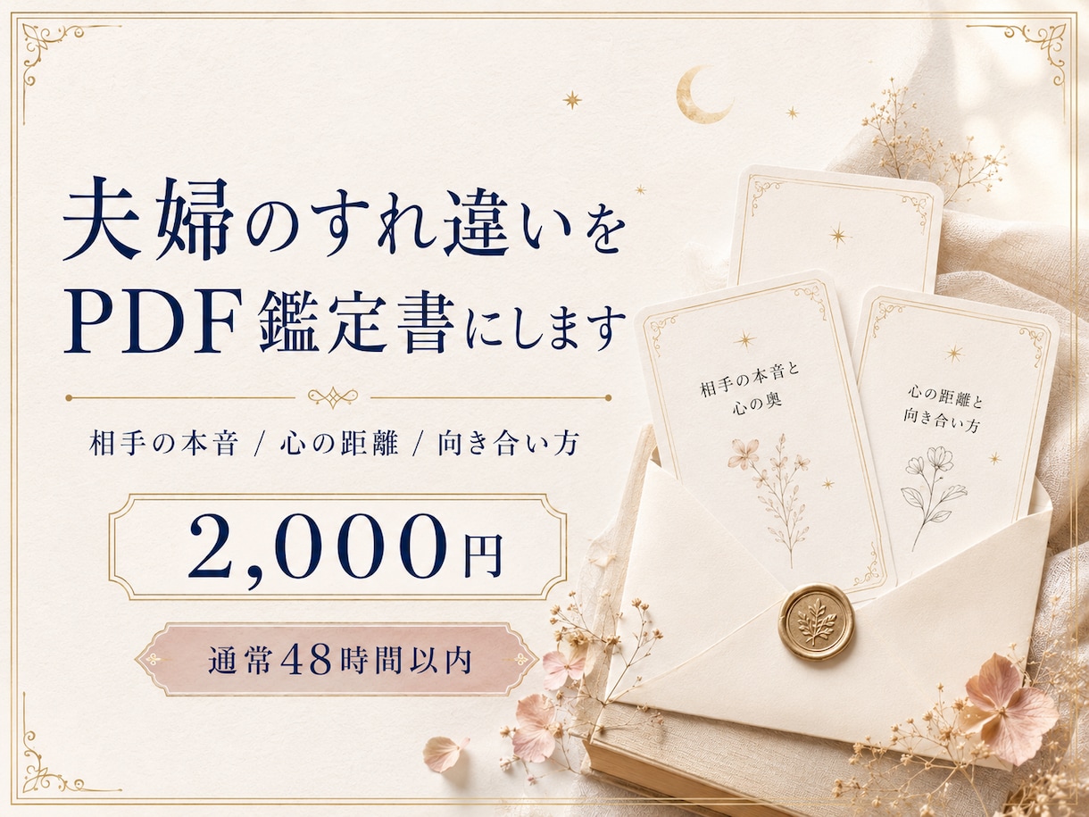 夫婦のすれ違いをPDF鑑定します 相手の本音と向き合い方を整理します イメージ1