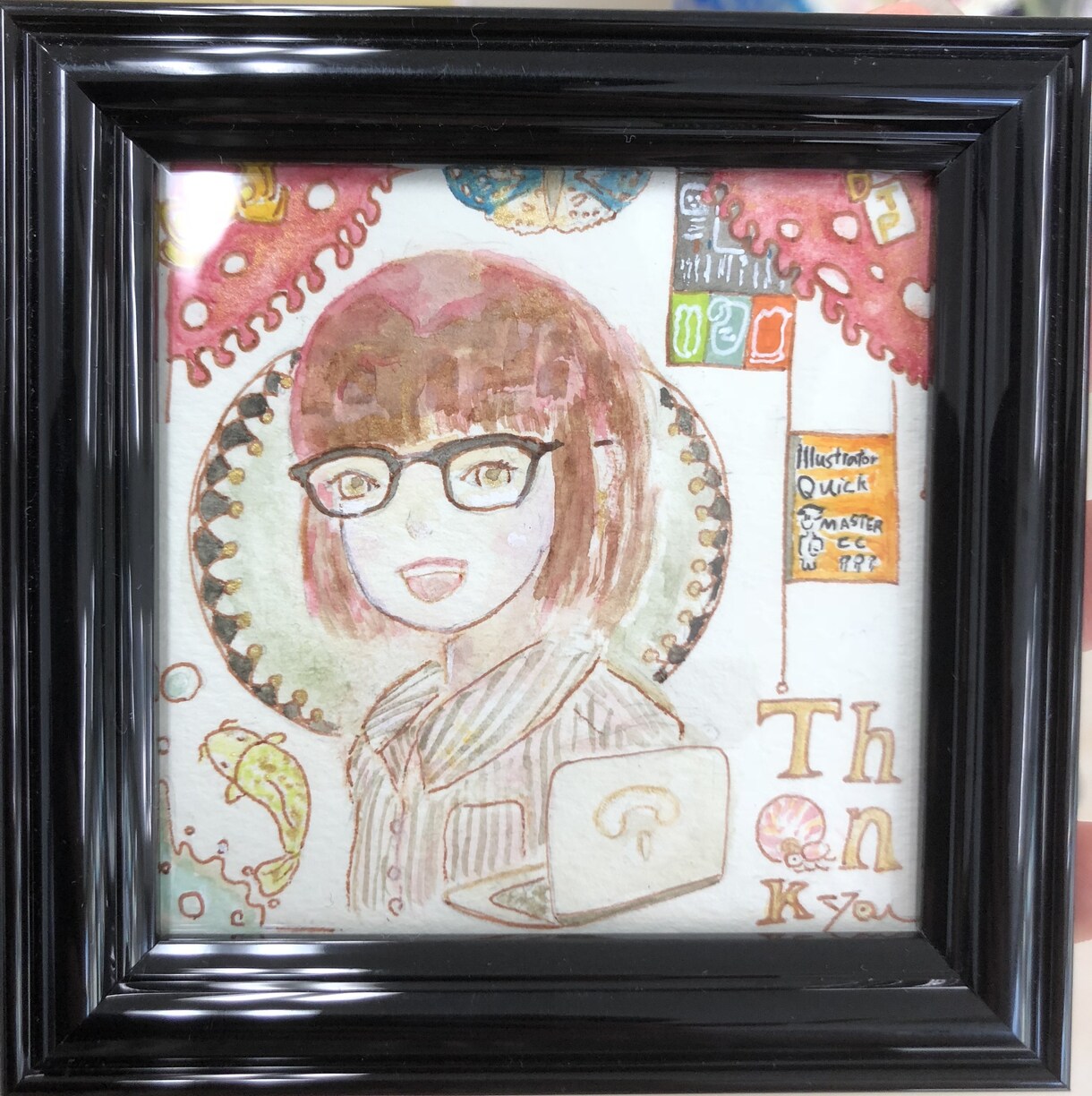 装飾画風 ミニ水彩似顔絵お描きします 誕生日・記念日にオリジナリティー溢れる”お手軽な原画一品”を イメージ4