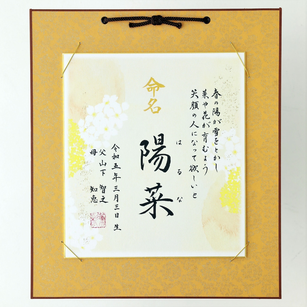 新規出店：「命名色紙」書道師範が心を込め揮毫します オリジナル色紙（あんずの想い）使用、（額、送料無料） イメージ5