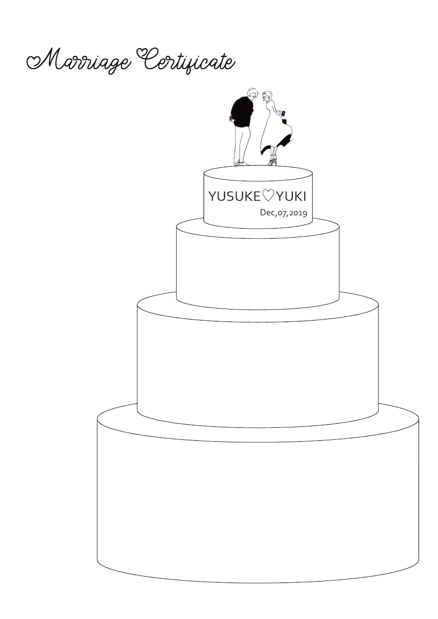 結婚証明書作ります /ゲスト参加の永遠に残る二人のウェディングケーキ イメージ3