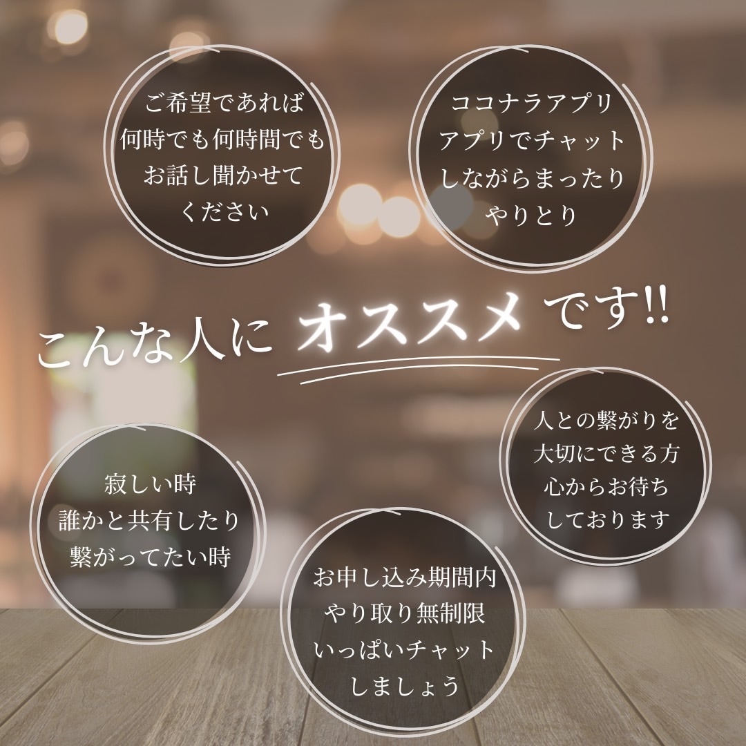 先ずは、チャットから始めてみませんか？即レスします 期間限定 3日間で500円！期間内無制限でチャットできます！ イメージ2