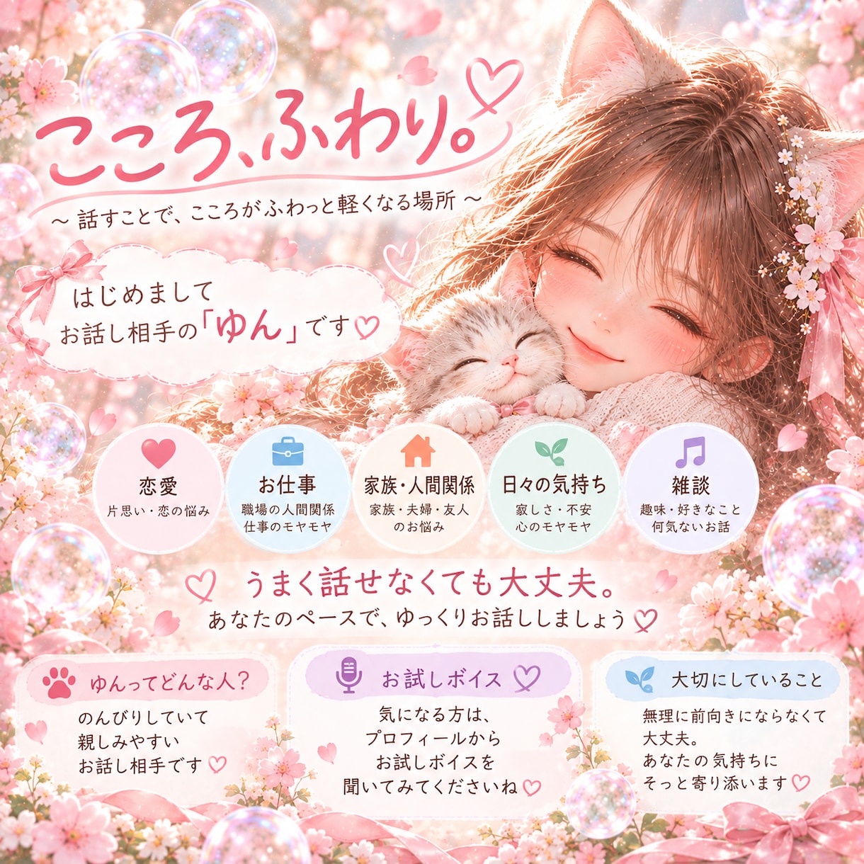 選べるお試し♡あなたのお話を優しくお聞きします あなたの生活スタイルに合わせて寄り添います☺︎❤ イメージ4