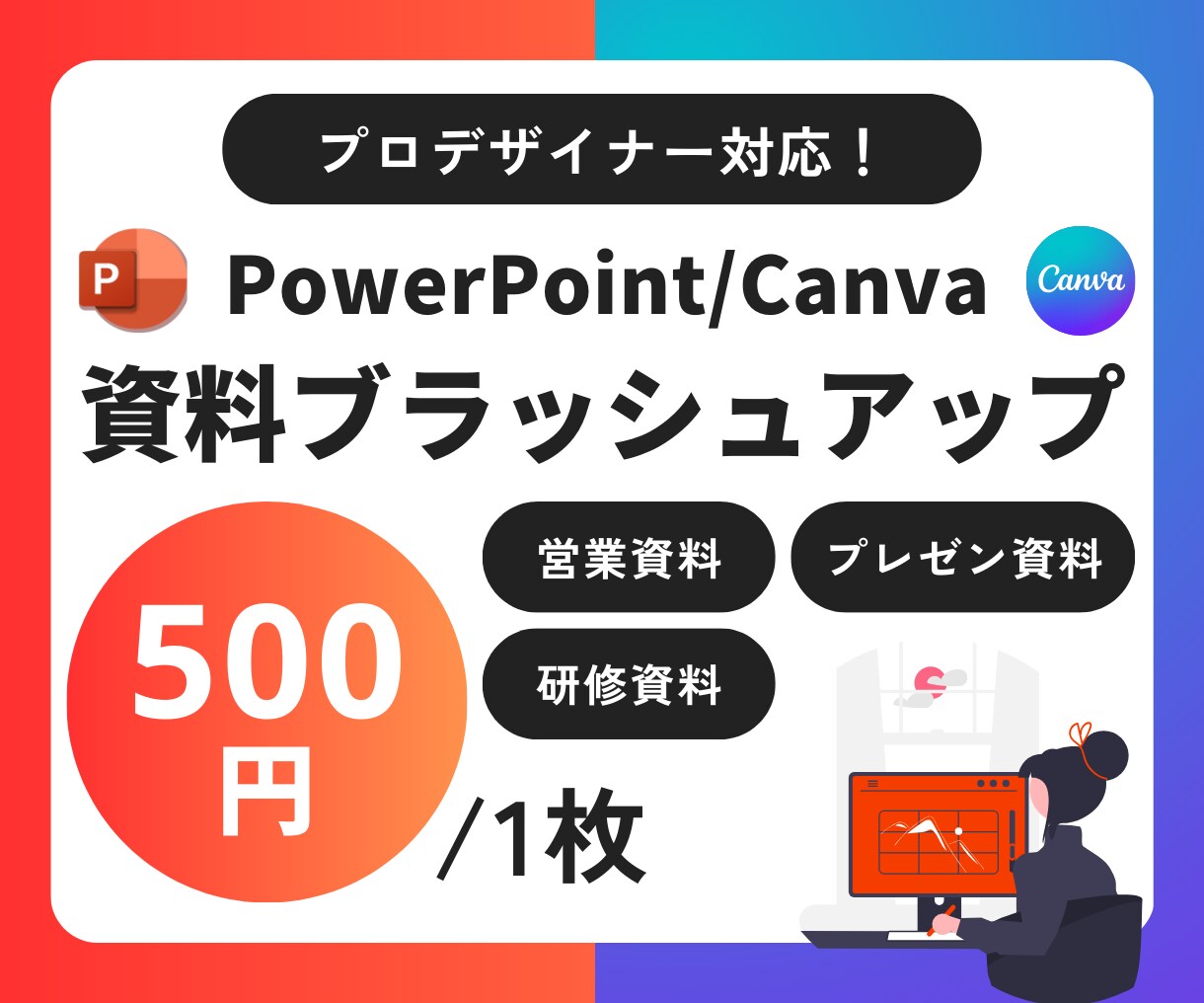 わかりやすい！パワポ資料をブラッシュアップします 現役デザイナーが高品質な資料作成をサポートします！ イメージ1