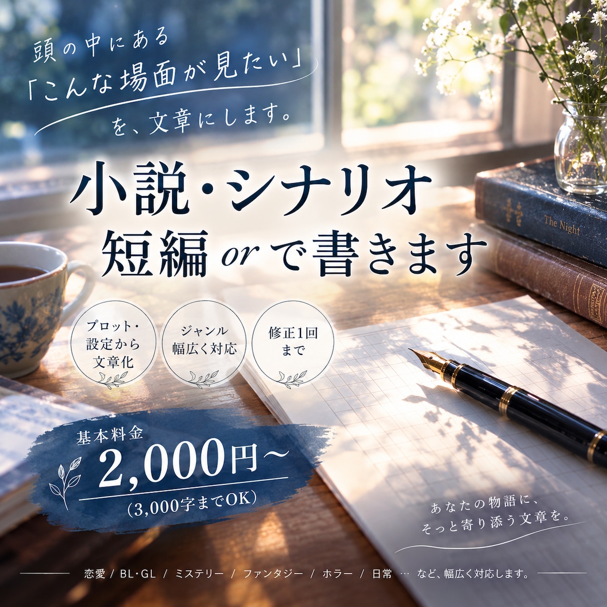 短編、ショートショートを書きます 頂いた設定を元に短編、ショートショート、ワンシーンを書きます イメージ1