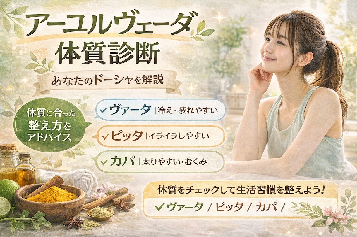 アーユルヴェーダ体質を診断（ドーシャ解説）します あなたのドーシャと生活の整え方を解説 イメージ1