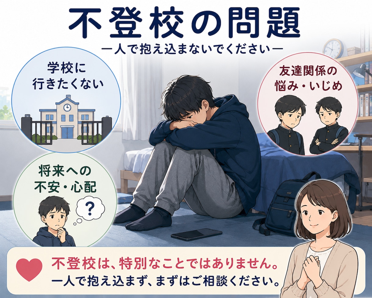 不登校・いじめ・発達障害のパパママご相談で支えます 発達障害児育児20年~の心理カウンセラーへ不安や孤独を伝えて イメージ2