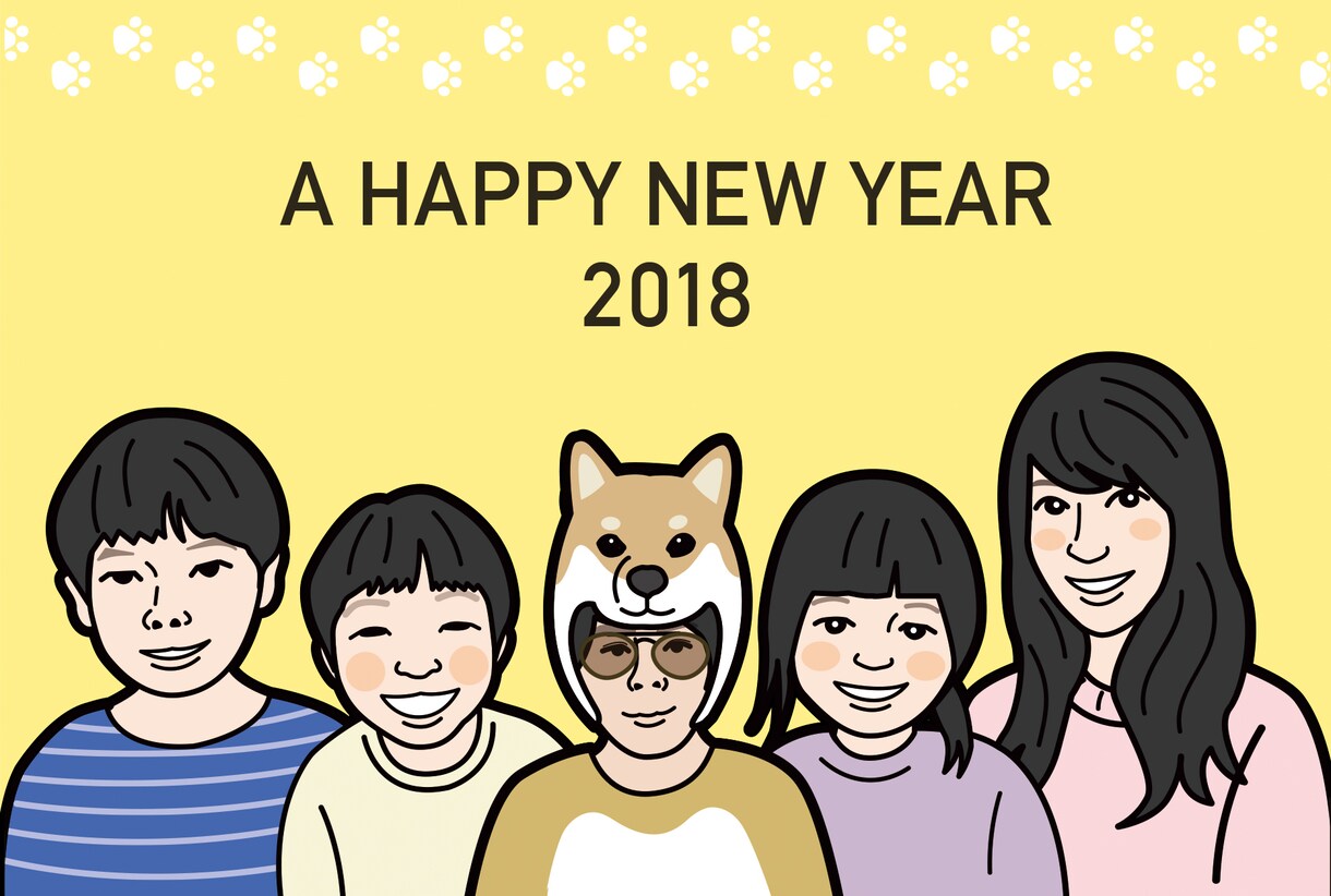 似顔絵実績多数!似顔絵入り年賀状をデザインします 新年の挨拶にオリジナリティあふれる家族の似顔絵入り年賀状を! イメージ2