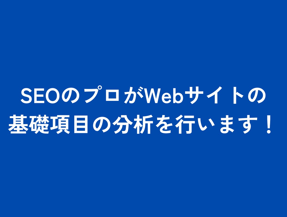 スポット対応可 SEOの基礎項目の分析を行います サイトタイプに合わせた分析項目のチェックを行います イメージ1