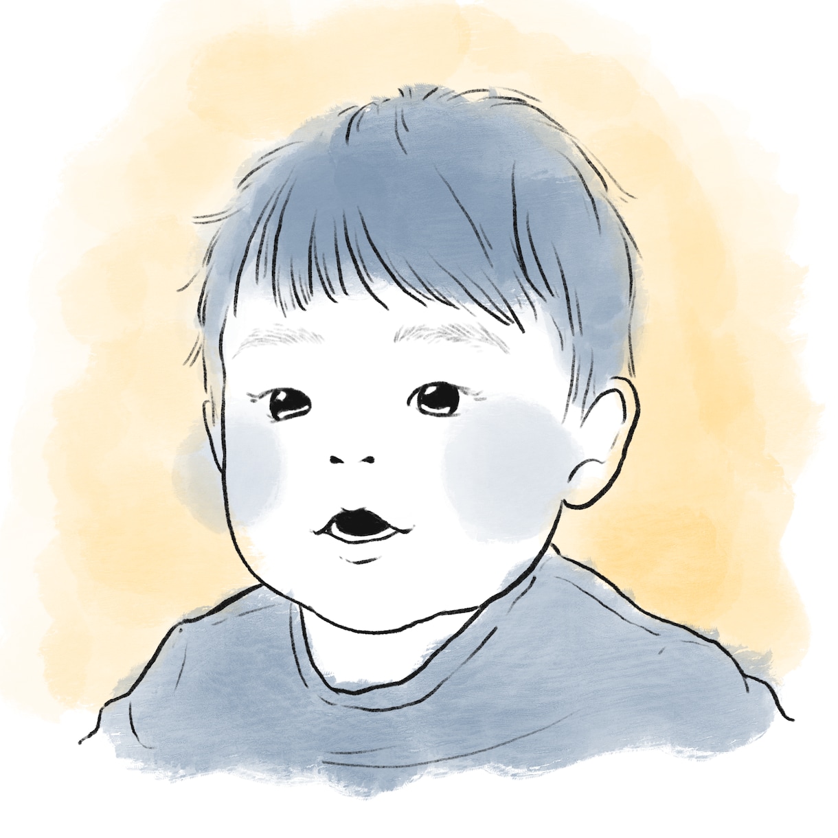 赤ちゃんの似顔絵イラストを描きます 3ヶ月〜12ヶ月の赤ちゃんのふんわり似顔絵！データ納品です！ イメージ5