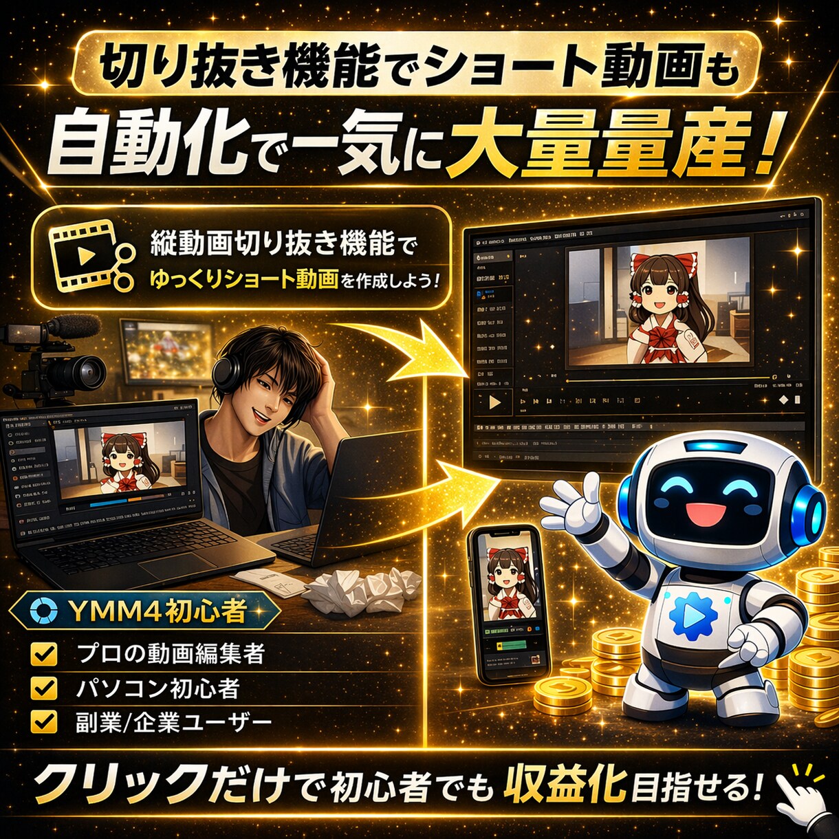 YMM4/ゆっくりの自動編集ツールを体験できます 初心者でも数分で動画制作。話題の自動編集ツールをお得に試そう イメージ5