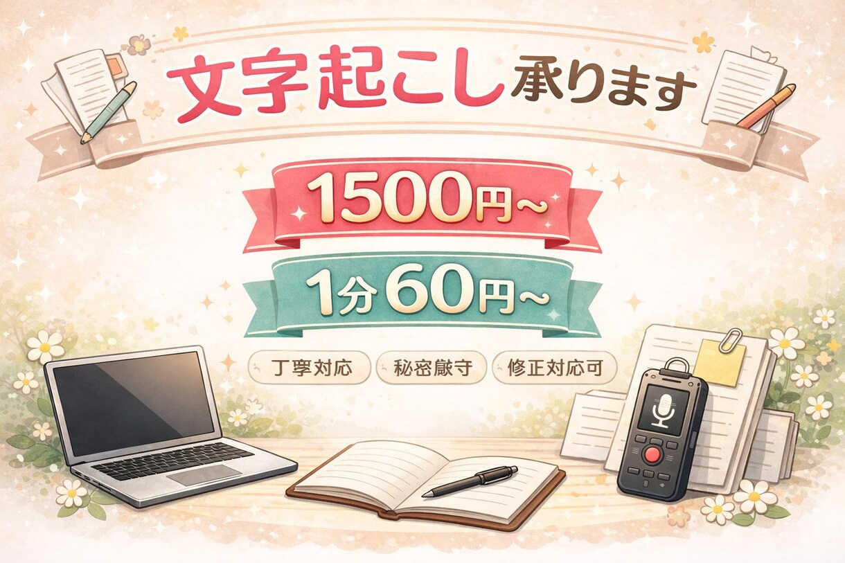 半額セール中！動画・音声の文字おこしします 会議音声やYouTube動画などの文字おこしを代行します！ イメージ1