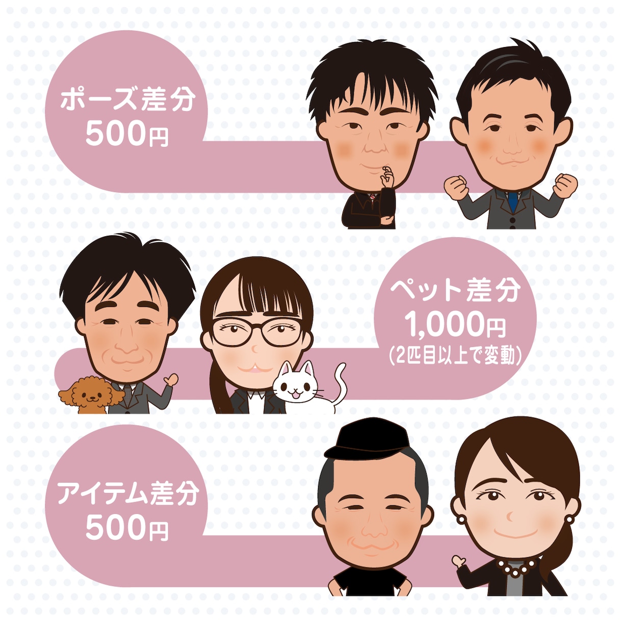 ポップな似顔絵作成しますます SNSや名刺など、用途は色々・・・ イメージ3