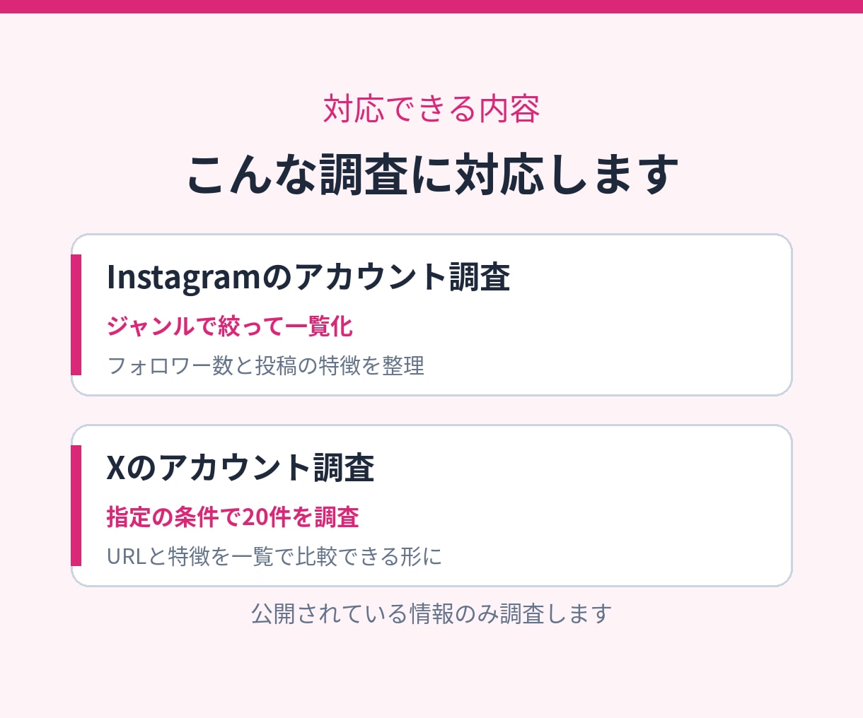 SNSの競合アカウントを調査して一覧化します Instagram・Xのアカウントを調べてシートにまとめます イメージ3