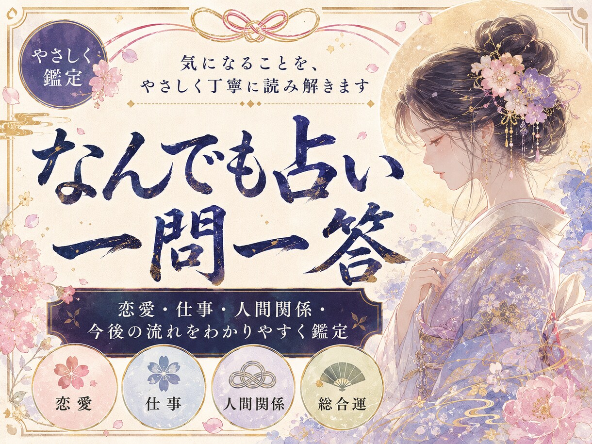 なんでも占い 一問一答でやさしく鑑定します なんでも気になることを1つ、ざっくばらんに鑑定します。 イメージ1