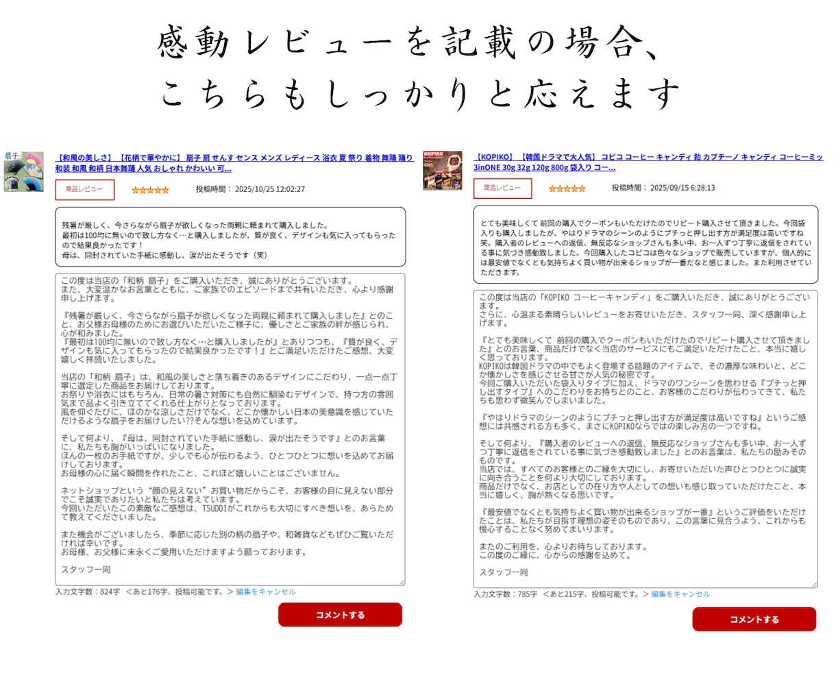 楽天のプロが楽天市場の過去レビューを返信代行します 『過去のレビューも見られます！見られて大丈夫な返信ですか？』 イメージ5