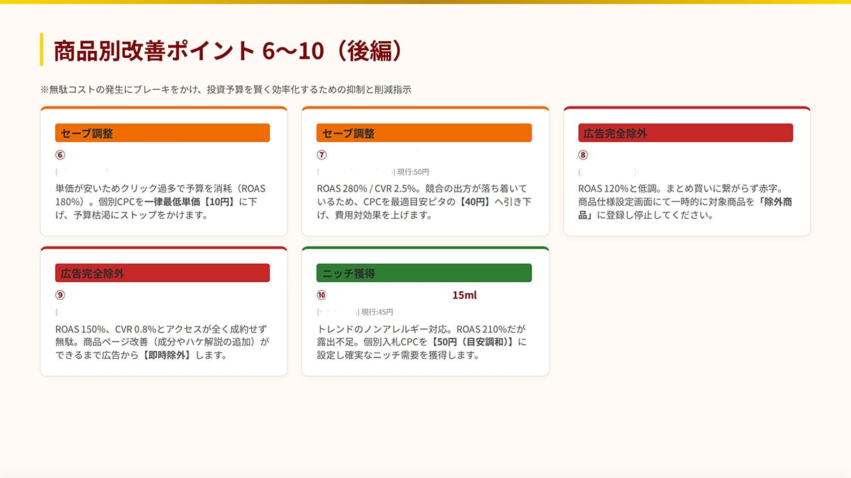 無駄な広告費を止める！楽天RPP広告の診断をします 「指示通りに入力するだけ」のRPP超具体的な指示書作成します イメージ7