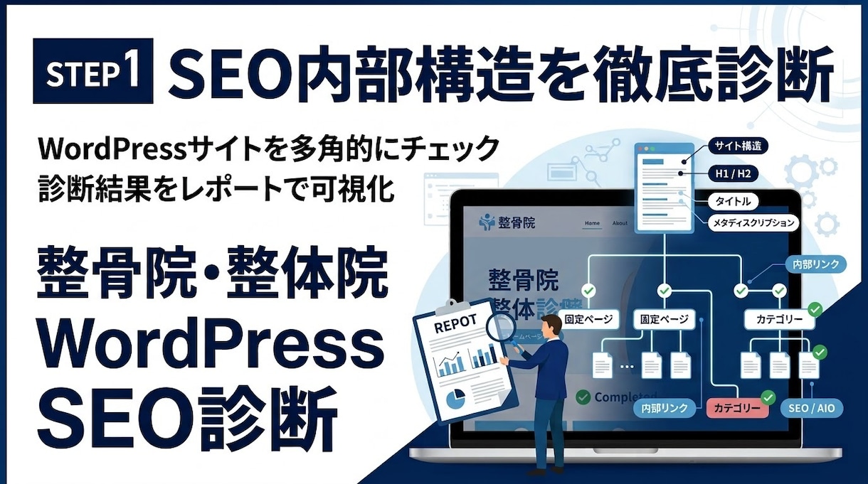 整骨院・整体院のSEO内部構造を改善します 診断だけで終わらない。SEO内部構造を改善・実装 イメージ2