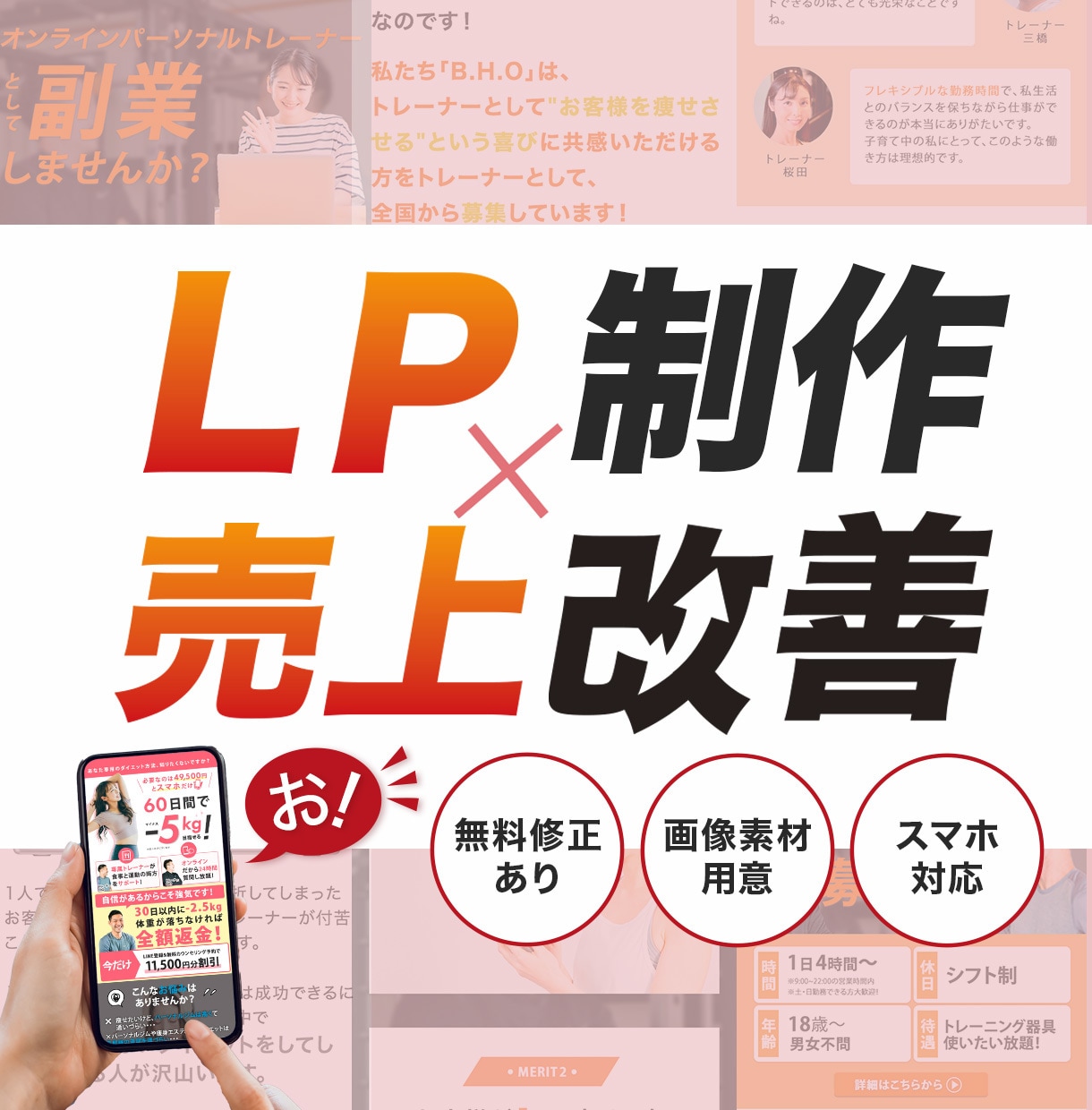 LP改修×ヒートマップ解析で売上改善します 制作から分析改善まで一貫してお受けいたします イメージ1