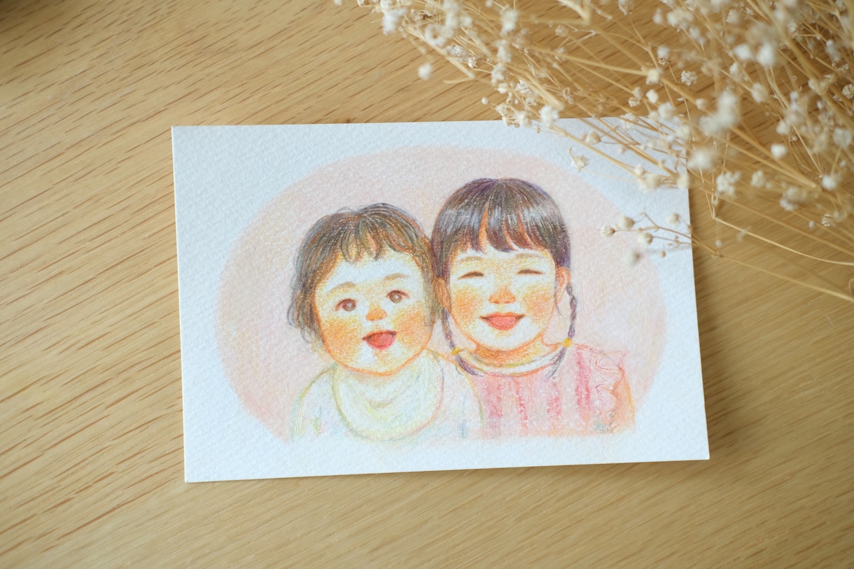 やさしい笑顔のふんわり似顔絵描きます 見るだけで癒される♡色鉛筆とパステルで描くほっこり似顔絵 イメージ3