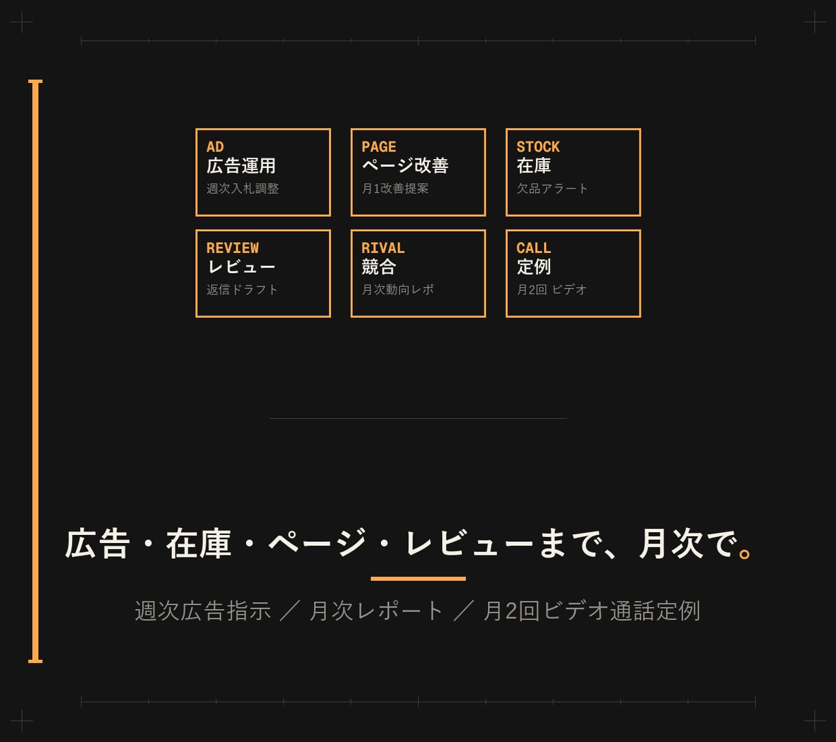 Amazon運用を月次でまるごと並走します 広告・在庫・レビュー対応まで月次包括で運用します イメージ4