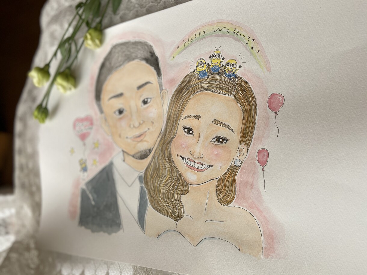 似顔絵かきます 優しくあたたかみのある水彩画似顔絵 イメージ3