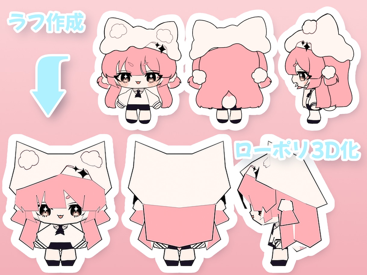 ミニキャラのローポリ3Dモデル制作します デフォルメキャラの3Dアバターをフルスクラッチで制作 イメージ3