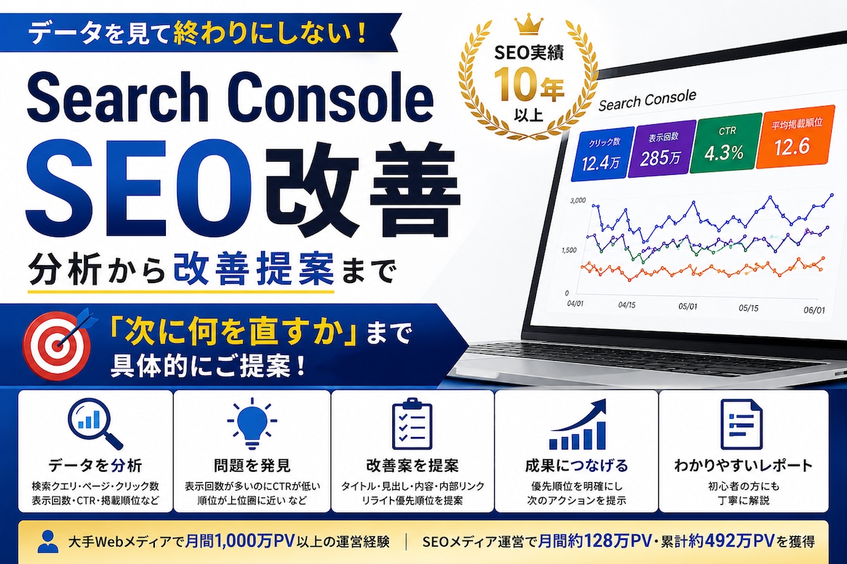 WEBサイト分析・SEO改善提案します データを見るだけでなく「次に何を直すか」までご提案 イメージ1