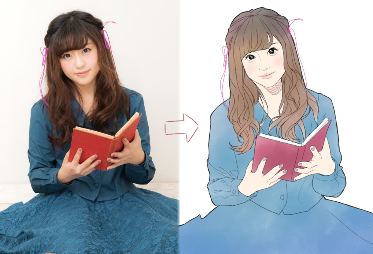 あなたの写真を似顔絵イラストにします 記念日のプレゼントやプロフ画、結婚式のウェルカムボードにも！ イメージ3