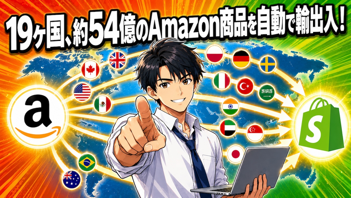 19ヶ国のAmazonの商品を自動登録します 19年の物販経験を基に開発。為替自動計算・バリエーション対応 イメージ1