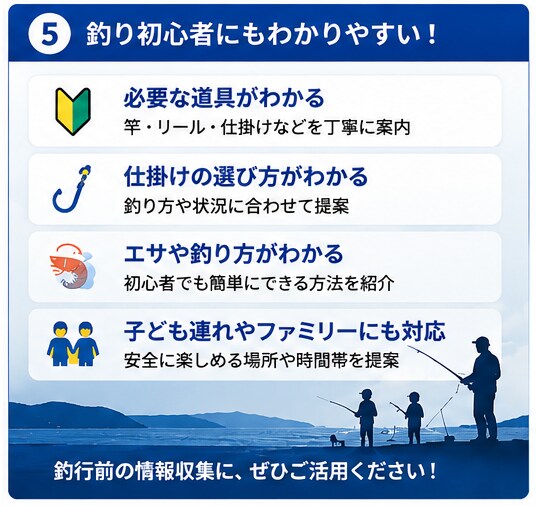 北海道の今日釣れる場所をAIが提案します 最新の釣果・潮・風から狙い目をわかりやすく提案 イメージ5