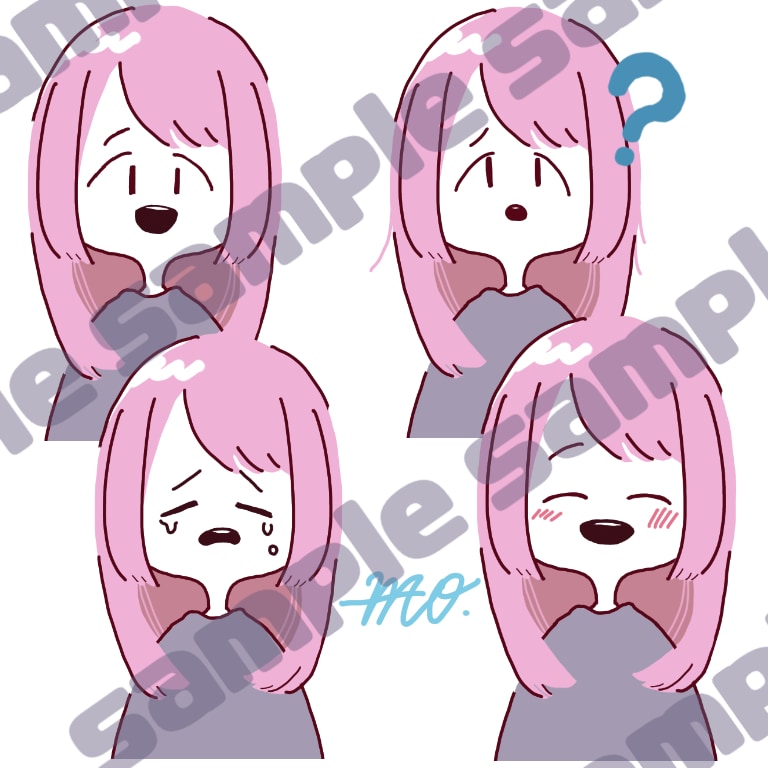 喜怒哀楽4枚セット！商用利用可能イラストを描きます 1枚につき1回無料修正ができる上に安くて気軽！ イメージ2