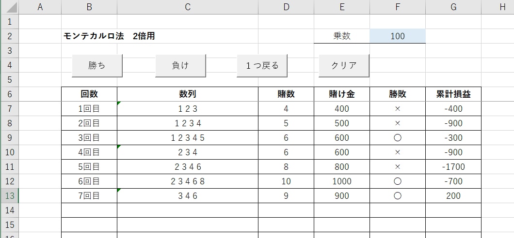 カジノ攻略法（モンテカルロ法）計算ツールを提供ます モンテカルロ法の計算をボタンのみで行います イメージ2