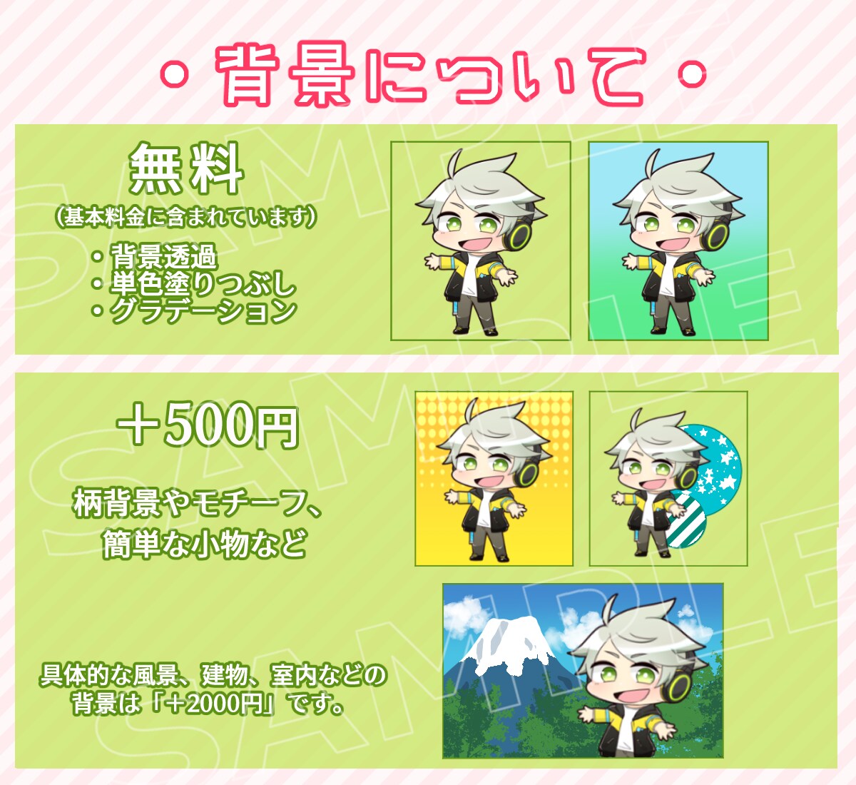 絵柄が選べる！かわいいミニキャライラスト制作します 選べる絵柄は3種類！グッズ制作や配信などに♥ イメージ6