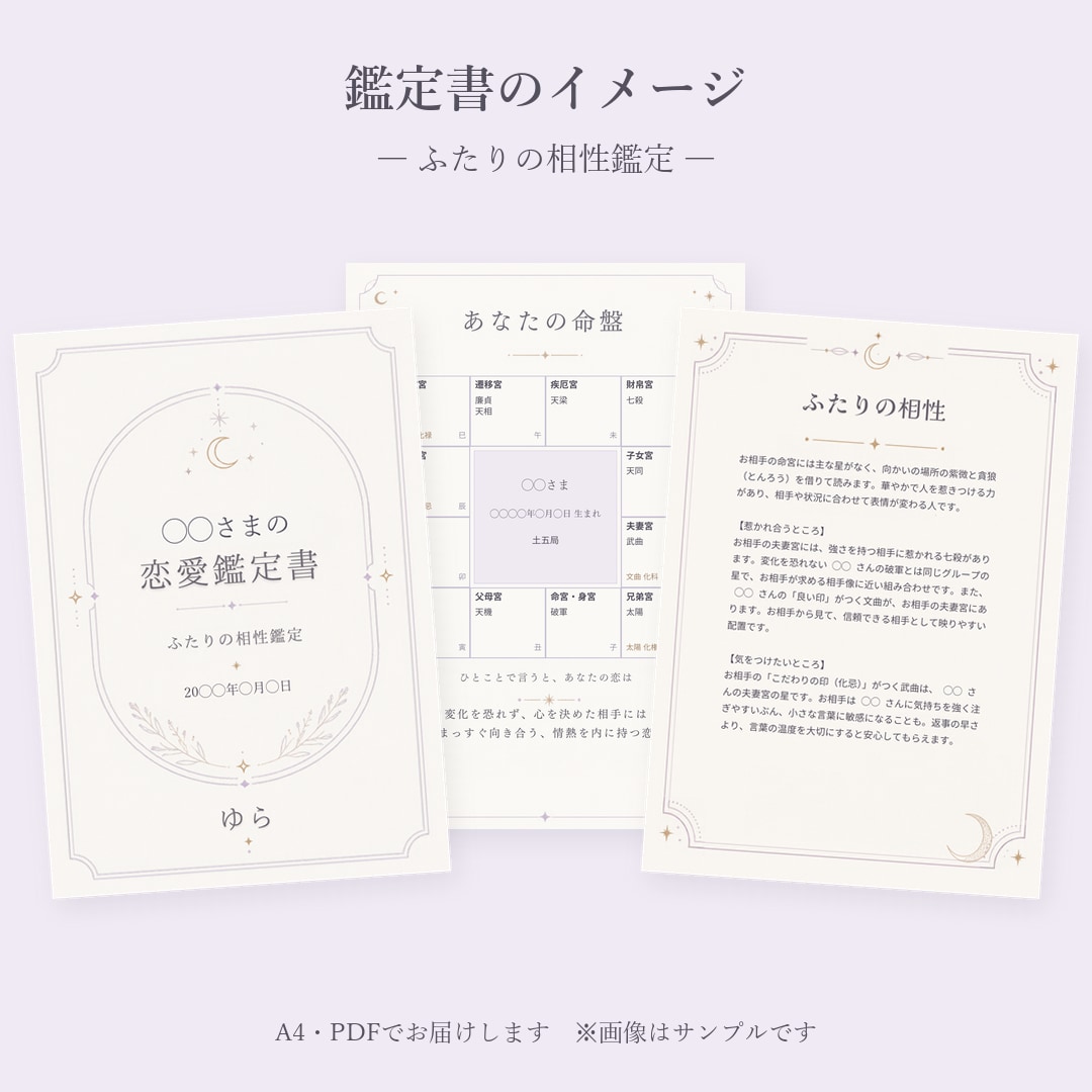 紫微斗数でふたりの相性と3か月の流れを鑑定します モニター価格・先着5名／ふたりの命盤図つき イメージ2
